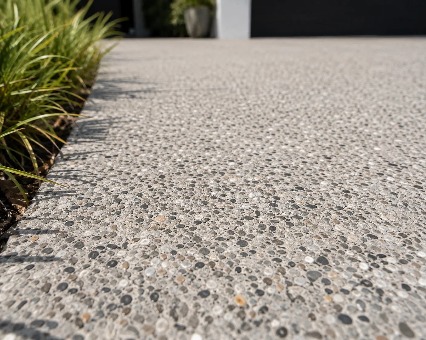 Close-up texture of exposed aggregate concrete